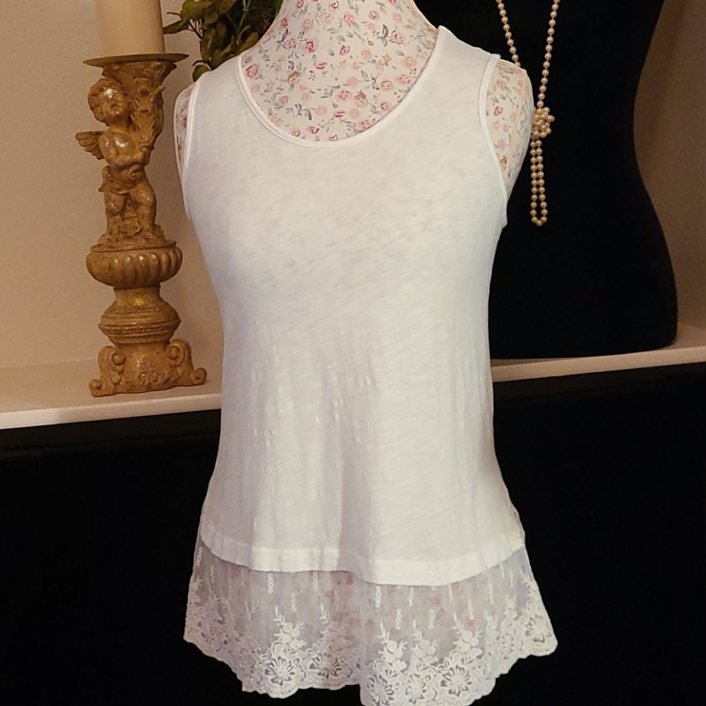 Style & Co white sleeveless blouse x-sm